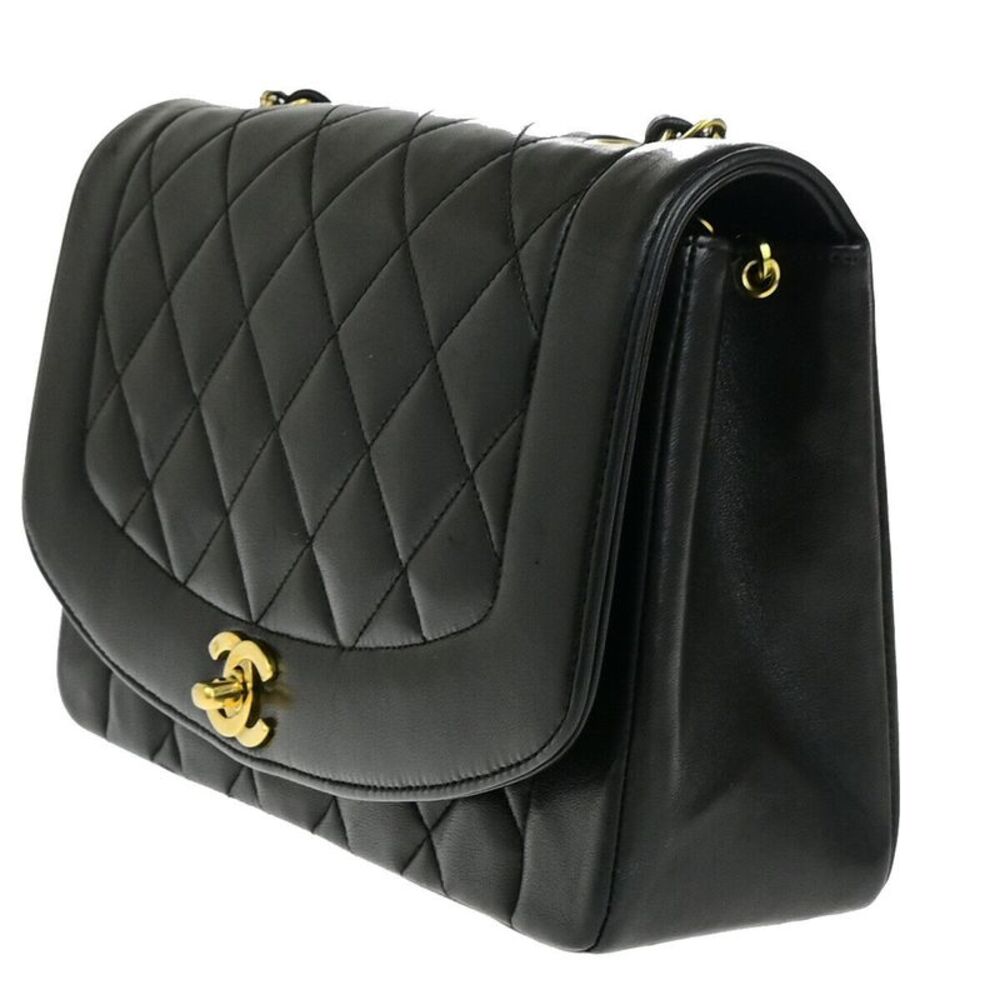 Chanel Diana Black Leather Shoulder Bag (Pre-Owned) - Picture 10 of 12
